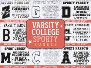 Varsity College Sporty Bundle Font for Display Designs